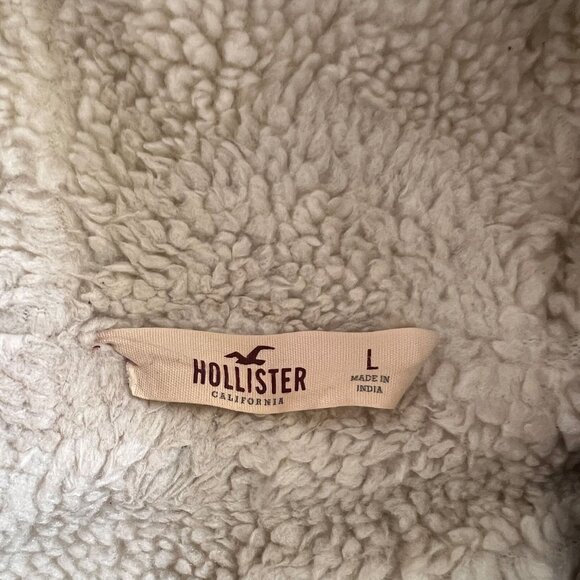 Hollister Faux Fur Hood Parka Coat Womens Sz L Olive Green Cozycore Winter - Picture 8 of 13